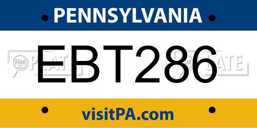 EBT286 Pennsylvania License Plate