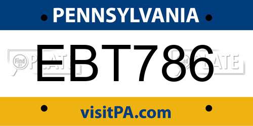 EBT786 Pennsylvania License Plate