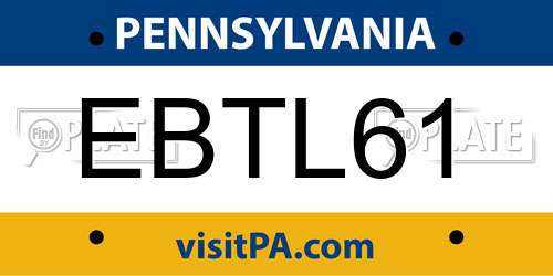 EBTL61 Pennsylvania License Plate