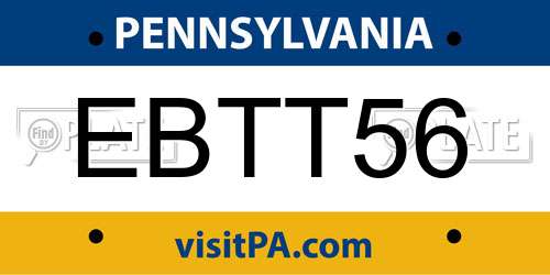 EBTT56 Pennsylvania License Plate