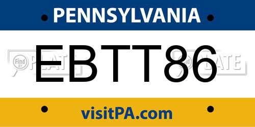 EBTT86 Pennsylvania License Plate