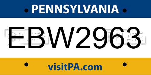EBW2963 Pennsylvania License Plate