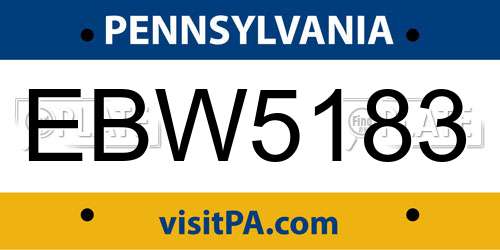EBW5183 Pennsylvania License Plate
