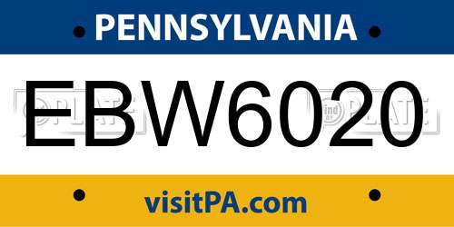 EBW6020 Pennsylvania License Plate