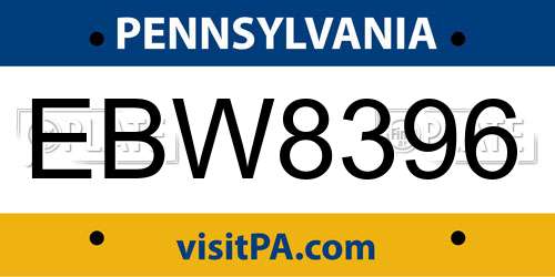 EBW8396 Pennsylvania License Plate