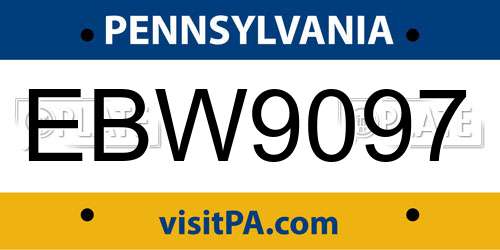 EBW9097 Pennsylvania License Plate
