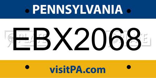 EBX2068 Pennsylvania License Plate