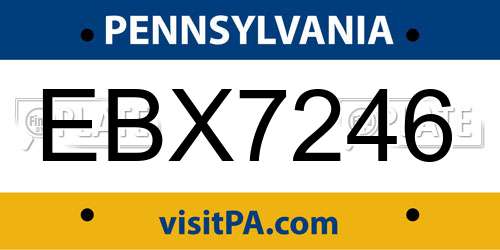 EBX7246 Pennsylvania License Plate