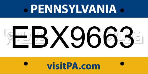 EBX9663 Pennsylvania License Plate