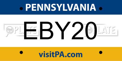 EBY20 Pennsylvania License Plate