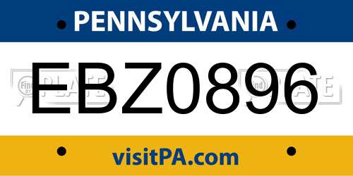 EBZ0896 Pennsylvania License Plate