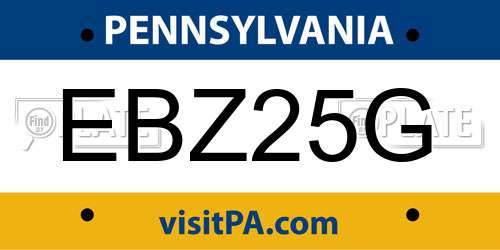EBZ25G Pennsylvania License Plate