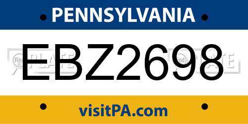EBZ2698 Pennsylvania License Plate