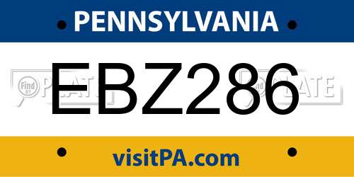 EBZ286 Pennsylvania License Plate
