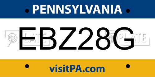 EBZ28G Pennsylvania License Plate
