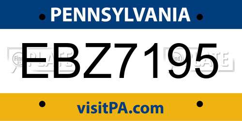 EBZ7195 Pennsylvania License Plate