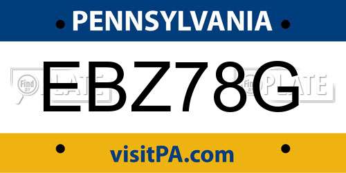 EBZ78G Pennsylvania License Plate