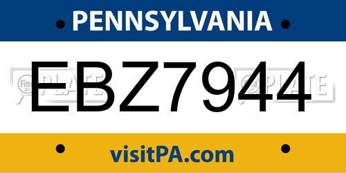 EBZ7944 Pennsylvania License Plate