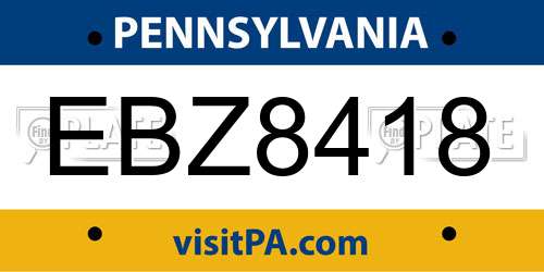 EBZ8418 Pennsylvania License Plate