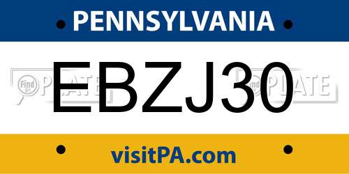 EBZJ30 Pennsylvania License Plate