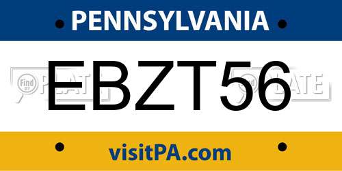 EBZT56 Pennsylvania License Plate