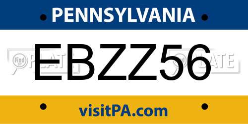 EBZZ56 Pennsylvania License Plate