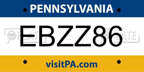 EBZZ86 Pennsylvania License Plate