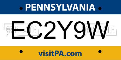 EC2Y9W Pennsylvania License Plate