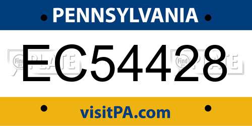 EC54428 Pennsylvania License Plate