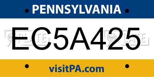 EC5A425 Pennsylvania License Plate