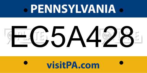 EC5A428 Pennsylvania License Plate