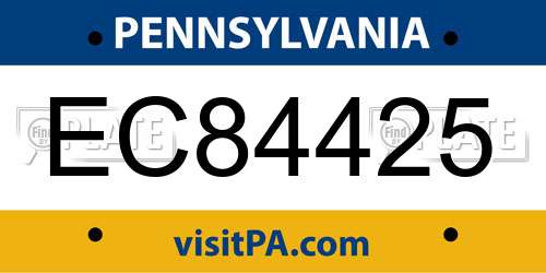 EC84425 Pennsylvania License Plate