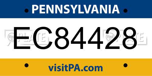 EC84428 Pennsylvania License Plate