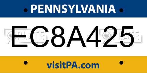 EC8A425 Pennsylvania License Plate
