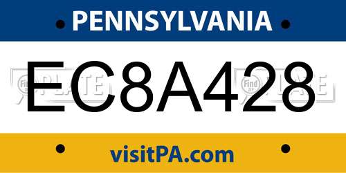 EC8A428 Pennsylvania License Plate