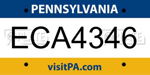 ECA4346 Pennsylvania License Plate