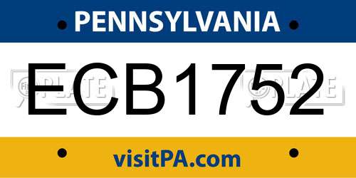 ECB1752 Pennsylvania License Plate