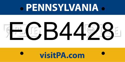ECB4428 Pennsylvania License Plate