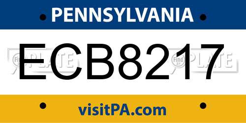 ECB8217 Pennsylvania License Plate