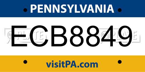 ECB8849 Pennsylvania License Plate