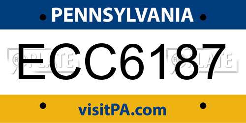 ECC6187 Pennsylvania License Plate
