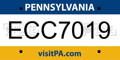 ECC7019 Pennsylvania License Plate