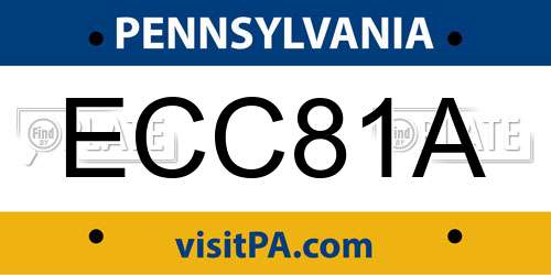 ECC81A Pennsylvania License Plate