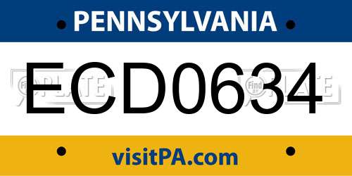 ECD0634 Pennsylvania License Plate