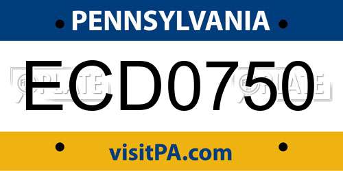ECD0750 Pennsylvania License Plate