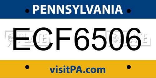 ECF6506 Pennsylvania License Plate