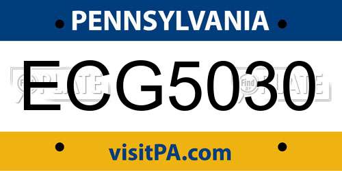 ECG5030 Pennsylvania License Plate