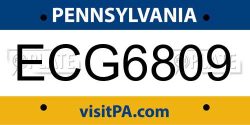 ECG6809 Pennsylvania License Plate