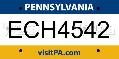 ECH4542 Pennsylvania License Plate