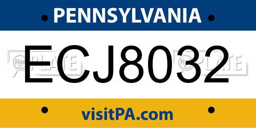 ECJ8032 Pennsylvania License Plate